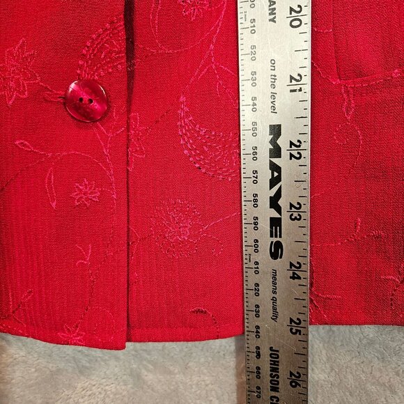 Sag Harbor Womens 16 Red Two-Piece Dress Jacket Set career Formal embroidered - Picture 11 of 16